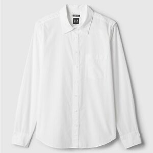 GAP Perfect Shirt Optic White Size Small  Button Down Ling Sleeve Classic Shirt